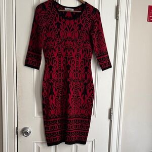 Danny & Nicole Red and Black Long Sleeve Dress